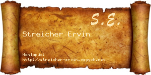 Streicher Ervin névjegykártya